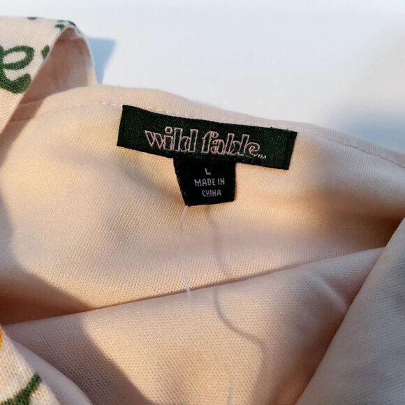 Wild Fable Bella Vista Lemon Print One-Shoulder Dress Size L Rayon & Linen Blend - Picture 3 of 10